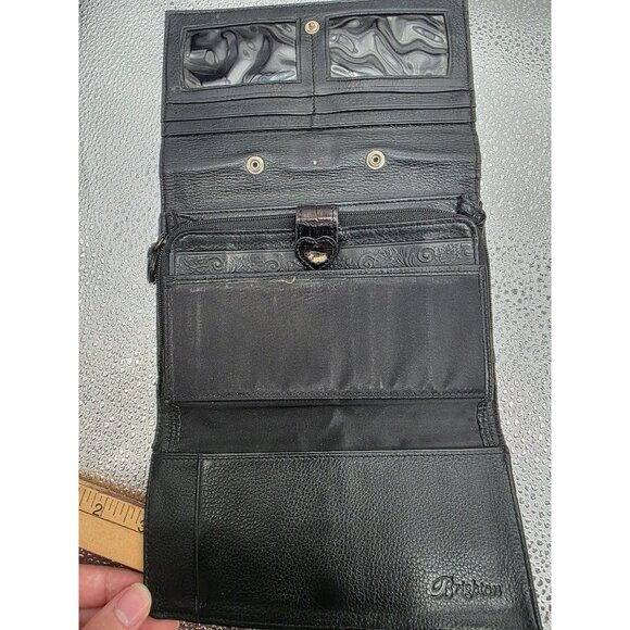 Brighton Black Croc Embossed Leather Wallet With Silver‎ Accent - Picture 7 of 9